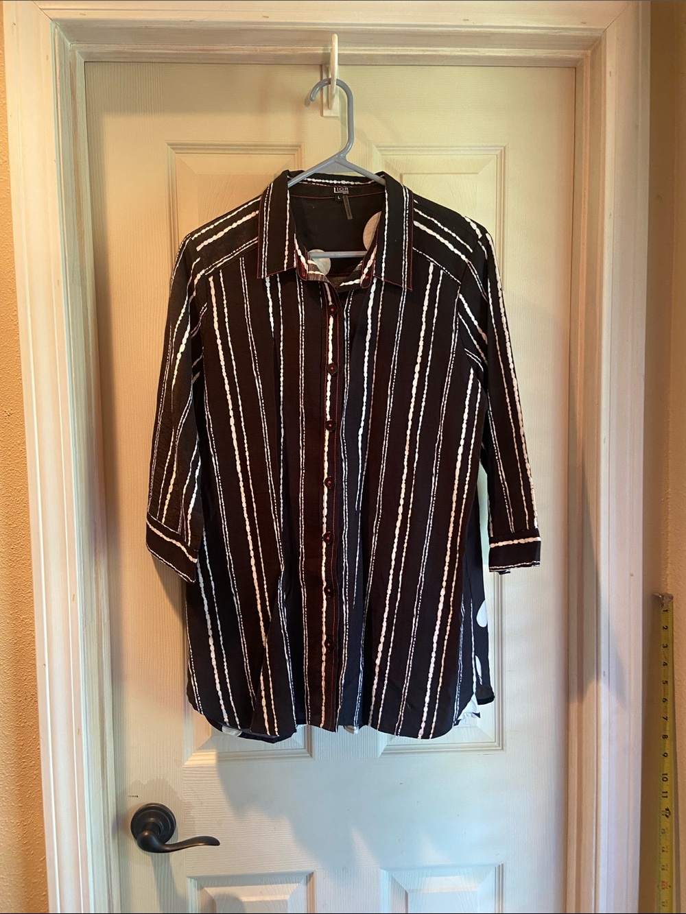 Women’s Black Vertical Stripe Button-Down Shirt
